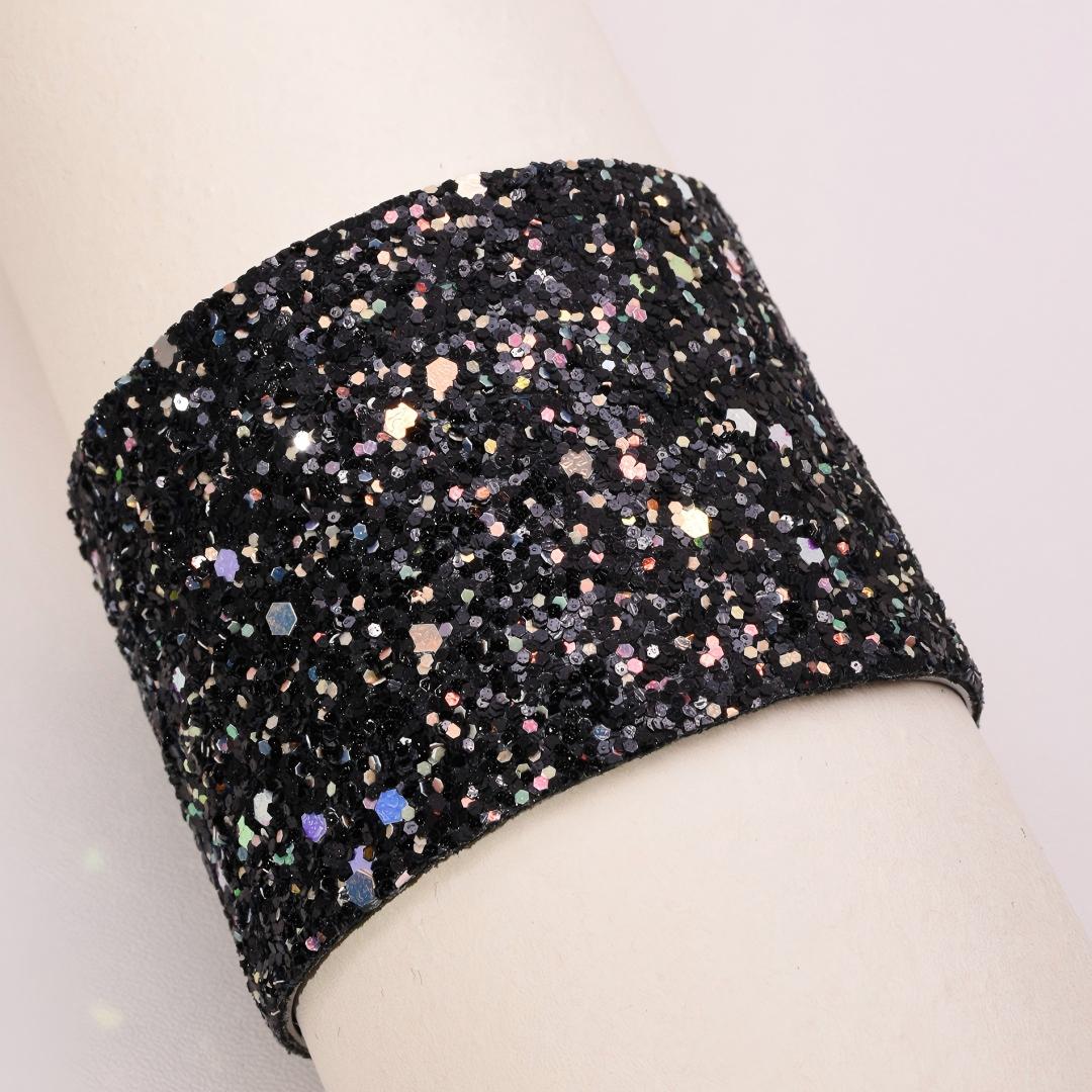 2pc Women's Sparkly Sticker Open Bangle Set, Party Wear